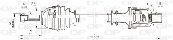 Arbre de transmission OPEN PARTS DRS6370.00