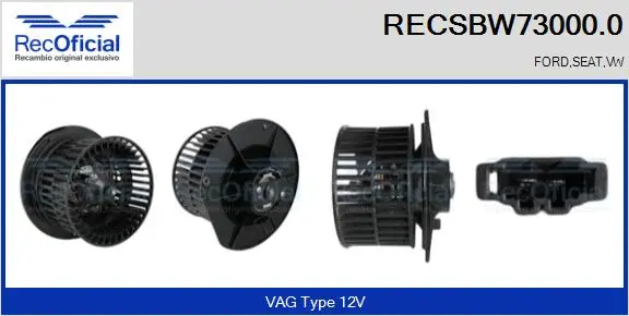 Pulseur d'air habitacle RECOFICIAL RECSBW73000.0