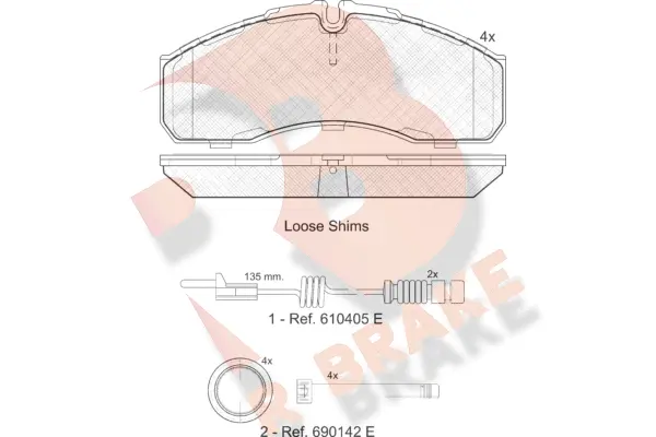 Kit de plaquettes de frein, frein à disque R BRAKE RB1499-203