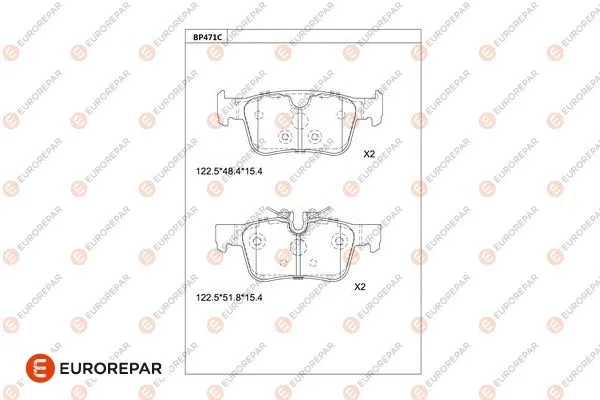 Kit de plaquettes de frein, frein à disque EUROREPAR 1681244680