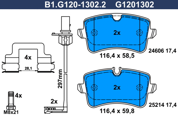 Kit de plaquettes de frein, frein à disque GALFER B1.G120-1302.2