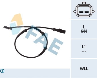 Capteur, vitesse de roue FAE 78055