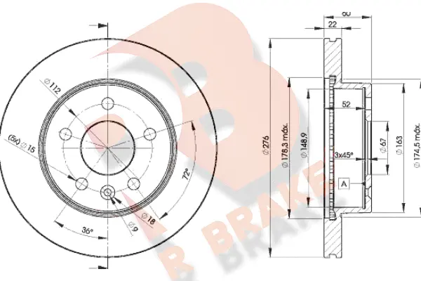 Disque de frein R BRAKE 78RBD26380