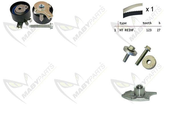 Pompe à eau + kit de courroie crantée MABYPARTS OBKWP0104