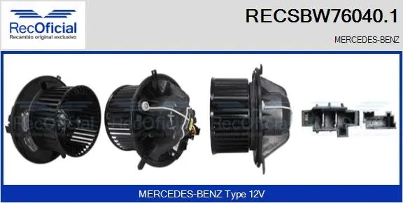 Pulseur d'air habitacle RECOFICIAL RECSBW76040.1