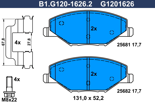 Kit de plaquettes de frein, frein à disque GALFER B1.G120-1626.2