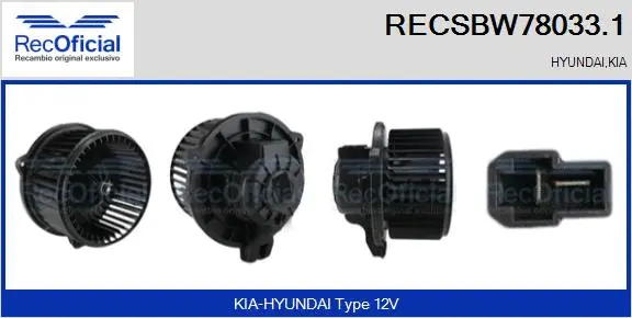 Pulseur d'air habitacle RECOFICIAL RECSBW78033.1