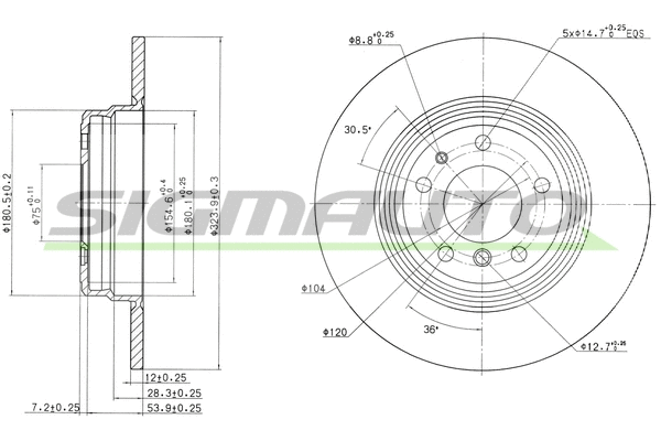 Disque de frein SIGMAUTO DBA553S