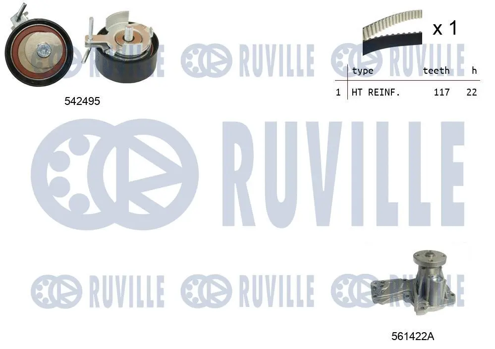 Pompe à eau + kit de courroie crantée RUVILLE 5503741