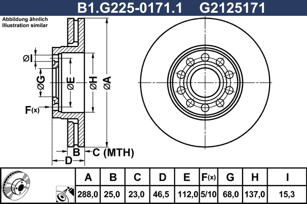 Disque de frein GALFER B1.G225-0171.1