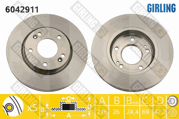 Disque de frein GIRLING 6042911
