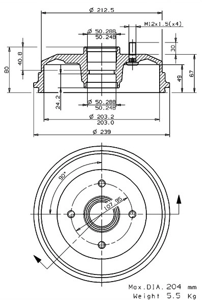 Tambour de frein VILLAR 627.0228