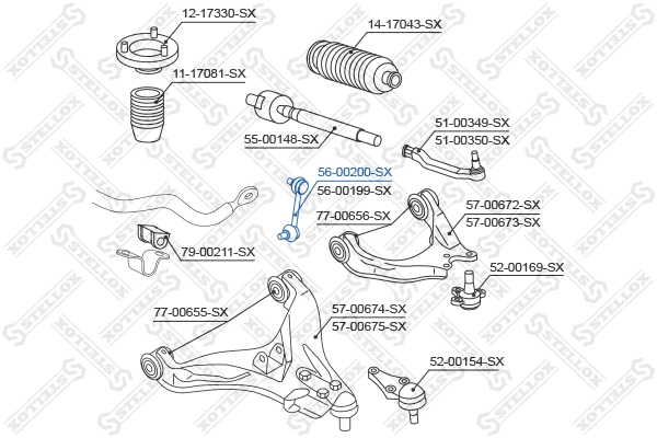 Entretoise/tige, stabilisateur STELLOX 56-00200-SX