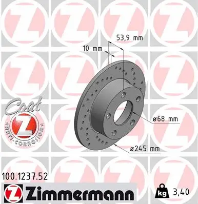 Disque de frein ZIMMERMANN 100.1237.52
