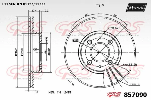 Disque de frein MAXTECH 857090