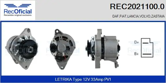 Alternateur RECOFICIAL REC2021100.0