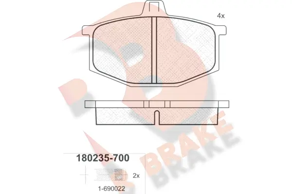 Kit de plaquettes de frein, frein à disque R BRAKE RB0235-700