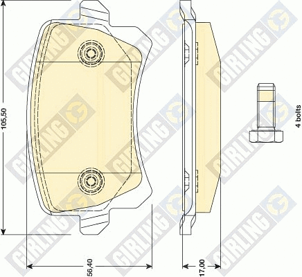 Kit de plaquettes de frein, frein à disque GIRLING 6117631