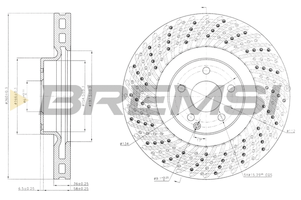 Disque de frein BREMSI CD7637V