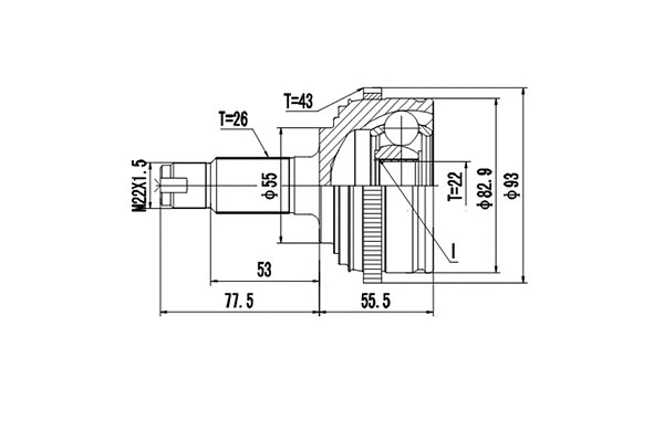 Jeu de joints, arbre de transmission DYNAMATRIX DCV851004