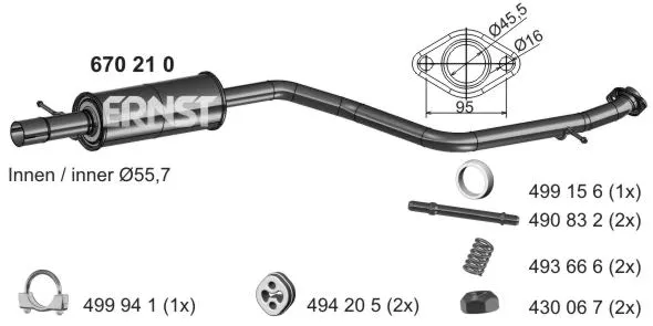Silencieux central ERNST 670210
