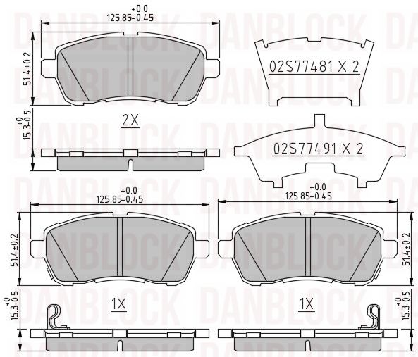 Kit de plaquettes de frein, frein à disque DANBLOCK DB 510785