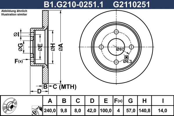 Disque de frein GALFER B1.G210-0251.1