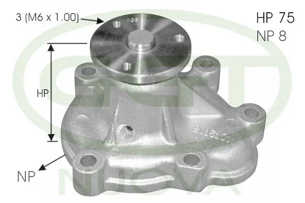 Pompe à eau, refroidissement du moteur GGT PA12613