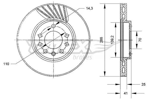 Disque de frein TOMEX Brakes TX 70-55