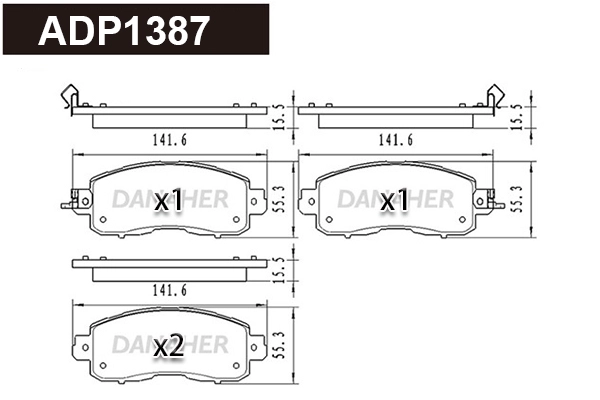 Kit de plaquettes de frein, frein à disque DANAHER ADP1387