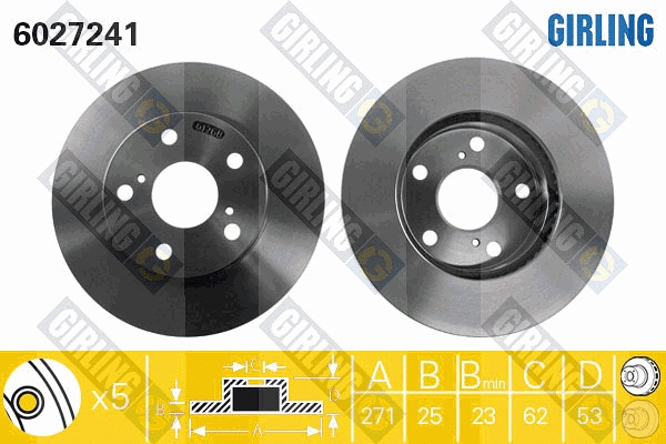 Disque de frein GIRLING 6027241