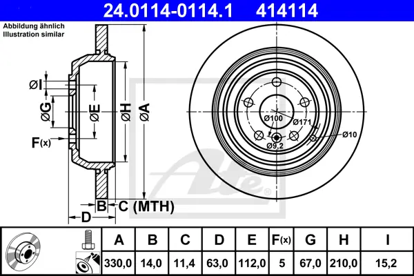 Disque de frein ATE-APAC 24.0114-0114.1