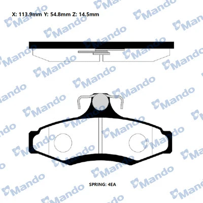 Kit de plaquettes de frein, frein à disque MANDO RMPD11NS