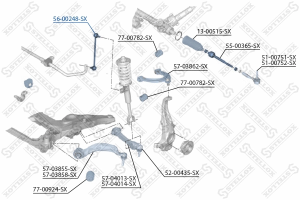 Entretoise/tige, stabilisateur STELLOX 56-00248-SX