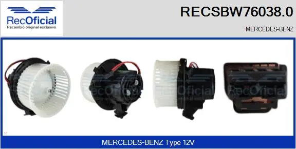 Pulseur d'air habitacle RECOFICIAL RECSBW76038.0