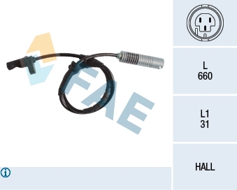 Capteur, vitesse de roue FAE 78186