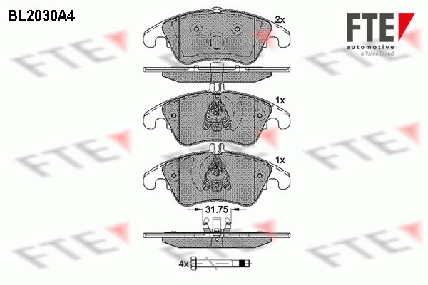 Kit de plaquettes de frein, frein à disque FTE 9010616