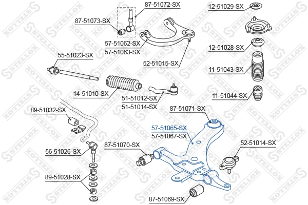 Bras de liaison, suspension de roue STELLOX 57-51065-SX