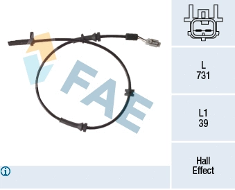 Capteur, vitesse de roue FAE 78223