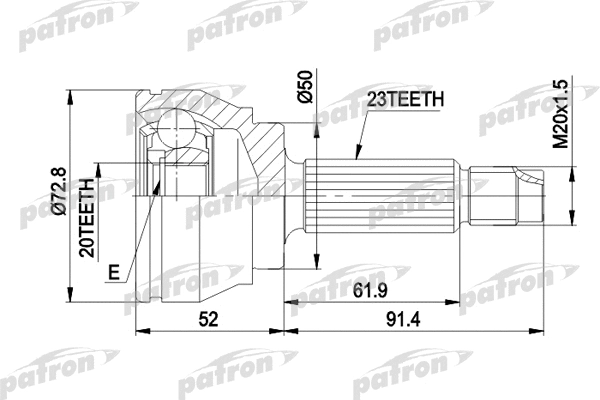 Jeu de joints, arbre de transmission PATRON PCV1037