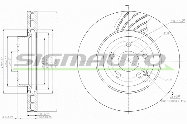 Disque de frein SIGMAUTO DBB595V