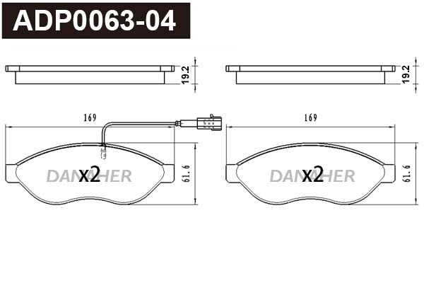 Kit de plaquettes de frein, frein à disque DANAHER ADP0063-04