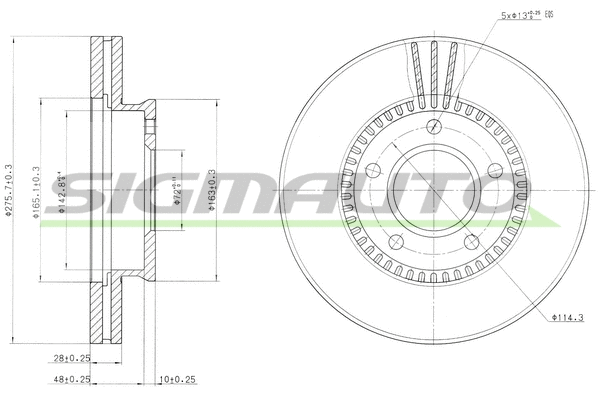 Disque de frein SIGMAUTO DBB673V