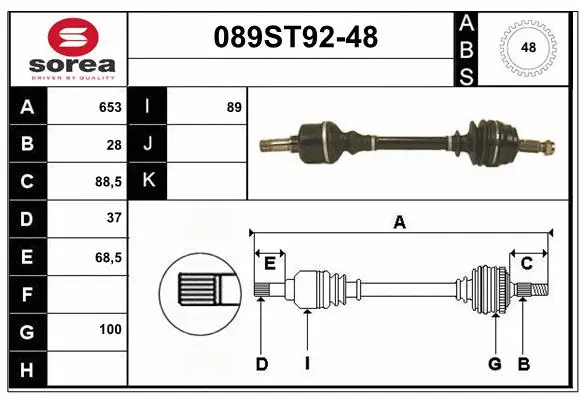 Arbre de transmission STARTCAR 089ST92-48