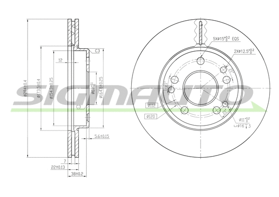 Disque de frein SIGMAUTO DBA181V