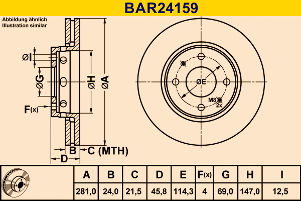 Disque de frein BARUM BAR24159
