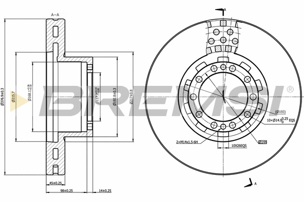 Disque de frein BREMSI CD5283V