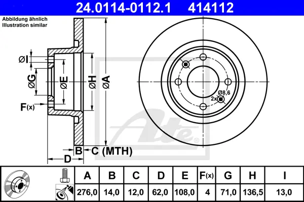 Disque de frein ATE-APAC 24.0114-0112.1