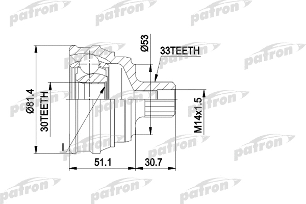 Jeu de joints, arbre de transmission PATRON PCV1066