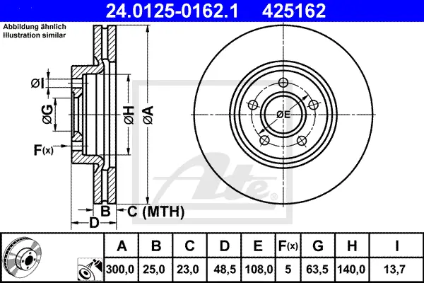 Disque de frein ATE-APAC 24.0125-0162.1